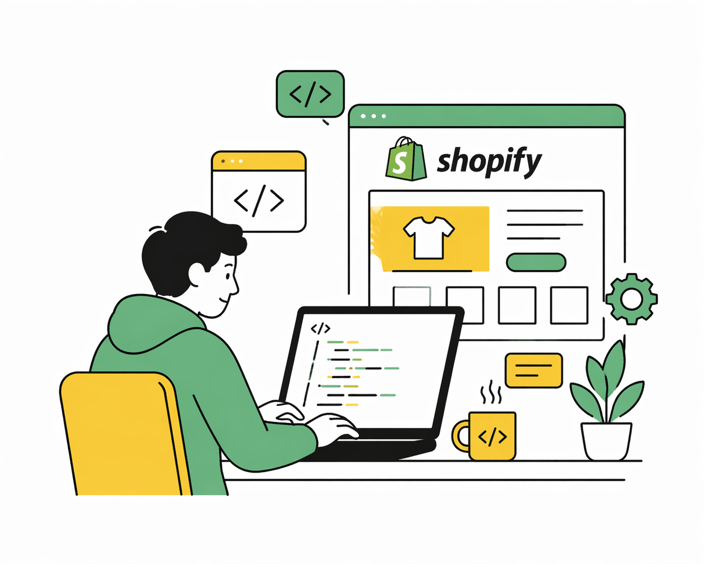 Designer working on Shopify e-commerce